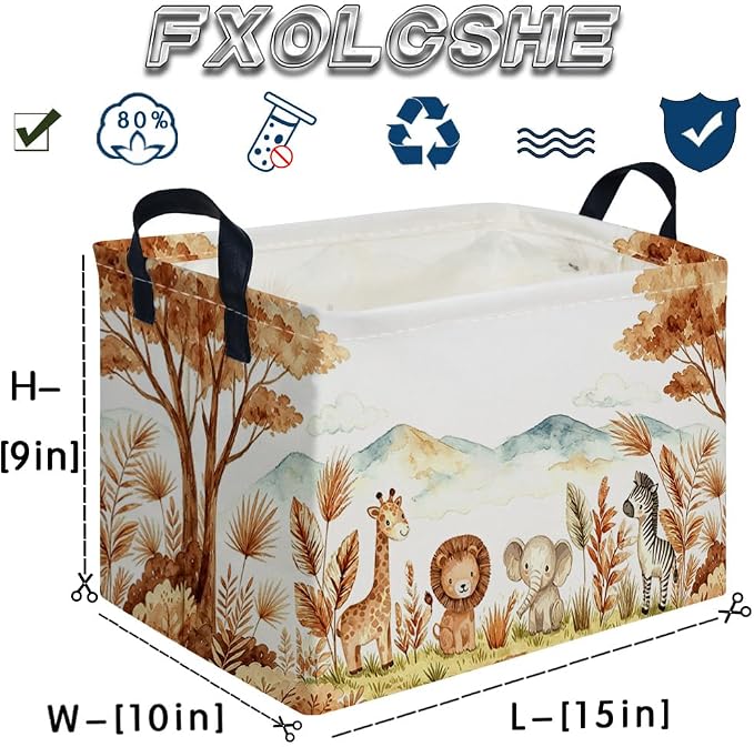 Rectangular Animal Baskets,Animal Storage Bins with Handles for Room Decor,Book Storage Bin,Shelf Basket(Free animals)