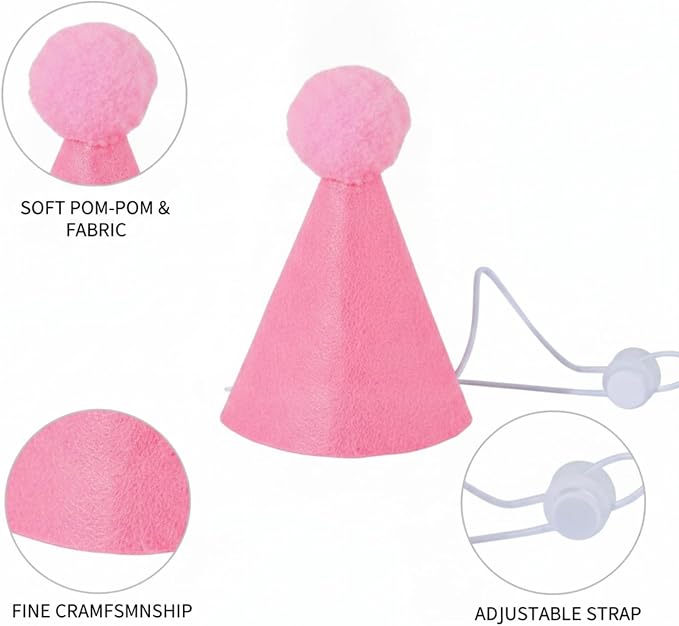 Adjustable Dog Birthday Hat and Bib Set, Soft Pet Costume Accessory for Small to Medium Dogs