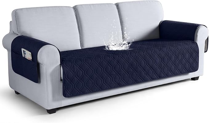 VANSOFY Waterproof Couch Cover for Pets, Dark Blue, 67.3" | Non-Slip, Washable, Utility Pockets, Pet Friendly, Furniture Protector Slipcover for 3 Cushion Couch