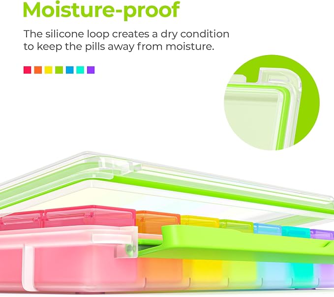 AUVON Large Moisture-Proof Weekly Pill Organizer 4 Times a Day, BPA-Free | 7 Day Pill Box Case with Portable Design for Travel, Removable Individual Containers Hold Vitamins, Supplements, Medications