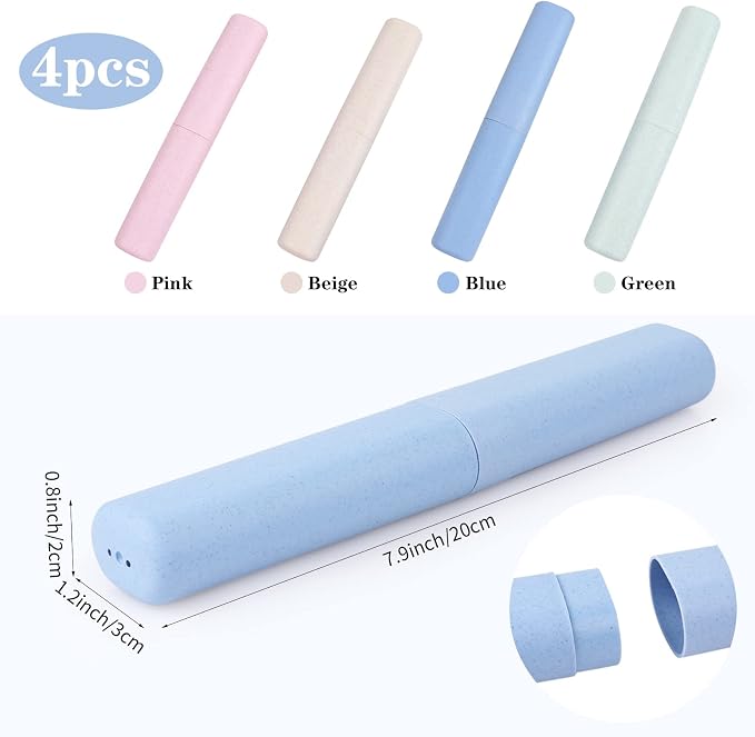 Hooqict 4 Pack Travel Toothbrush Case Portable Travel Toothbrush Holder Plastic Toothbrush Container Protector Cover Case for Traveling, Bathroom, Camping, Home, School, Business