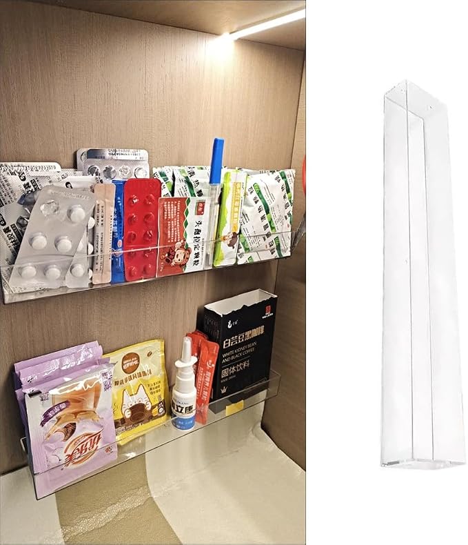 2 Pack Medicine Organizer Adhesive Cabinet Door Organizer Acrylic Inside Cabinet Medicine Container Pill Bottles Holder Display Rack for Medicine Bottles Oval Pharmacy Bottles Sealed Vials