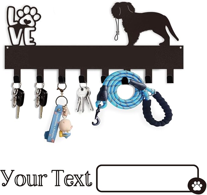 Dyoart Custom Dog Leash Holder for Wall with Name - Personalized Key Holder Wall Mount - Metal Dog Stuff Key Organizer Wall Decor - Dog Leash Hooks for Wall - Key Rack Gifts for Dog Lovers