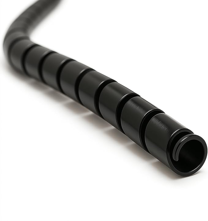 Electriduct 5/8 Inch Heavy Duty Spiral Wrap HDPE Flexible Plastic Cable Sleeve Hose Protector 50 Feet - Black