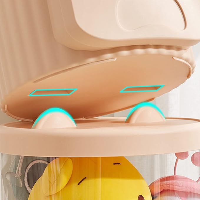 Fdit Transparent Toys Holder PET PP Lid, Large Cylinder Organizer for Plush Toy with Open Base, Home Display and Storage Box, Suitable for Home Organization (Pink)