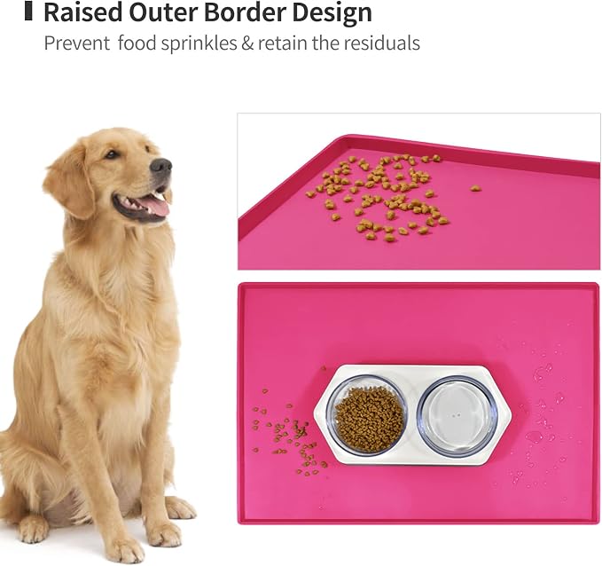 Silicone Dog Food Mat Waterproof Pet Feeding Tray for Large Dogs