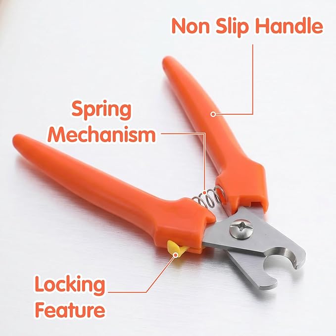 Dog Nail Clipper, Stainless Steel Pet Nail Clippers, Orange Dog Clippers for Nails, Large Professional Nails Clipper for Cats and Dogs