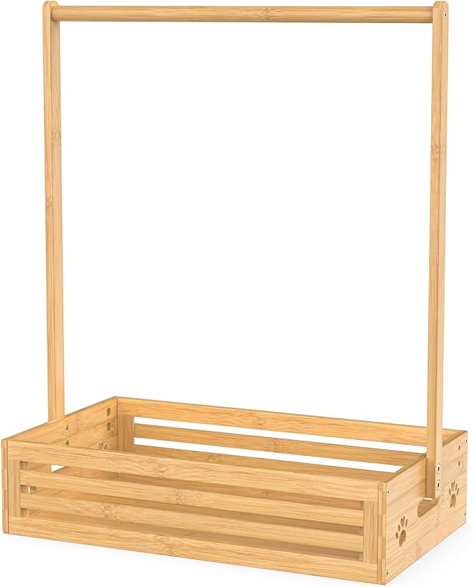 BAMBOOHOMIE Baby Clothing Rack for Toddler, Pets Clothes Rack with Storage Box & Adjustable Hanging Rod for Dogs/Cats, Baby Shower Clothes Closet Rack with Handle for Nursery Room (Natural, Baby)