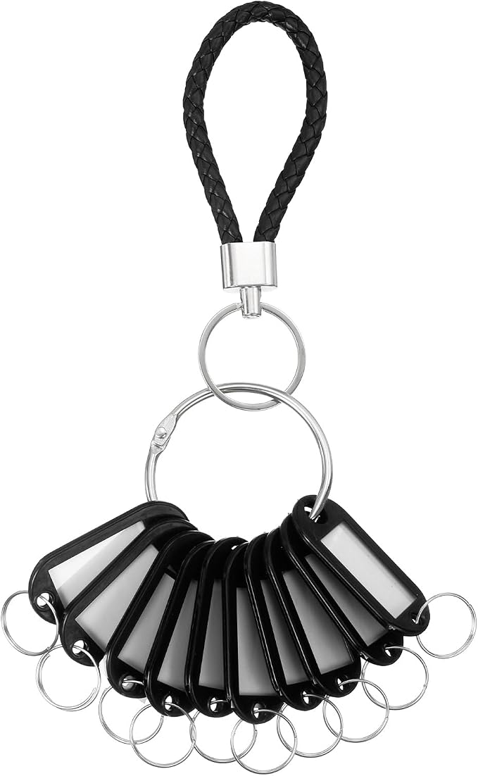 PATIKIL Key Tags with Labels, Key Organizer Keychain Markers Tags Holder with Bold Steel Ring and Braided Strap for Office