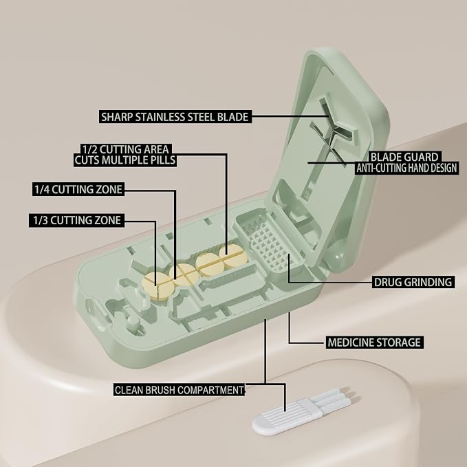 Pill Cutter, Pill Splitter for Small Pills, Cuts 1/2, 1/3, 1/4 Pills