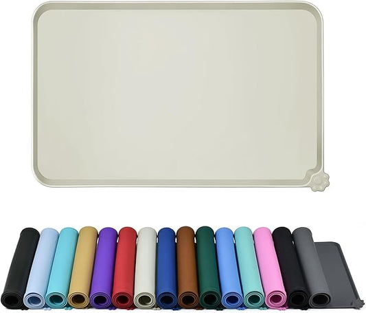 Reopet Waterproof Pet Feeding Mat, Non-Slip Silicone Placemats for Dog Cat Food and Water Bowl, High Raised Edges to Prevent Spills and Protect Floors