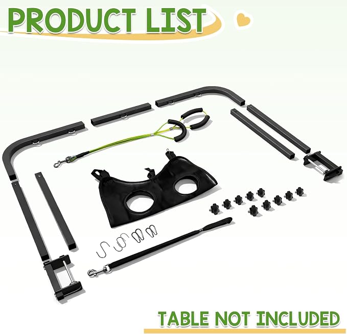 Adjustable Dog Grooming Stand for Table: 42" Height & 27"-39" Width, Includes Hammock & 2 No-Sit Nooses, Heavy-Duty Dog Grooming Arm for Bathing Nail Trimming Drying Cutting Cats & Dogs at Home