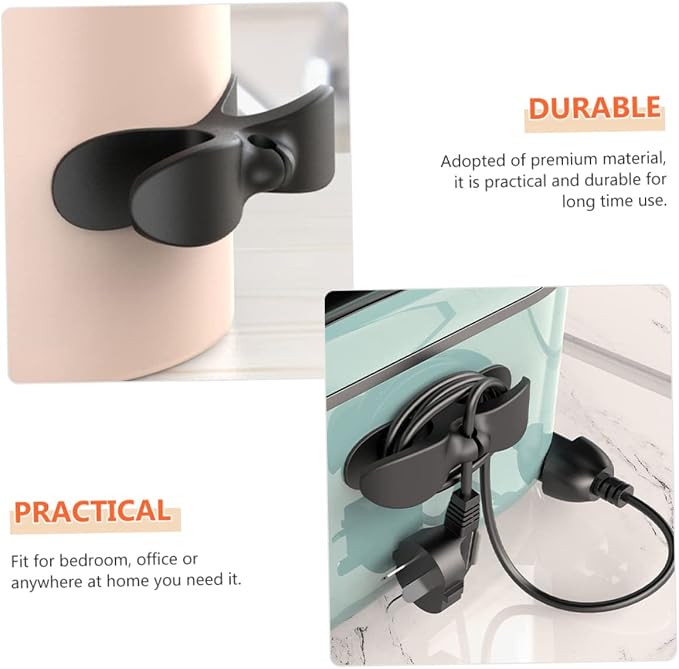 Veemoon 4pcs Adhesive Cable Organizers Cord Management Winders for Kitchen Home Appliances Tidy up Power Plugs Cords Easy Installation Required for Pots Air Fryers