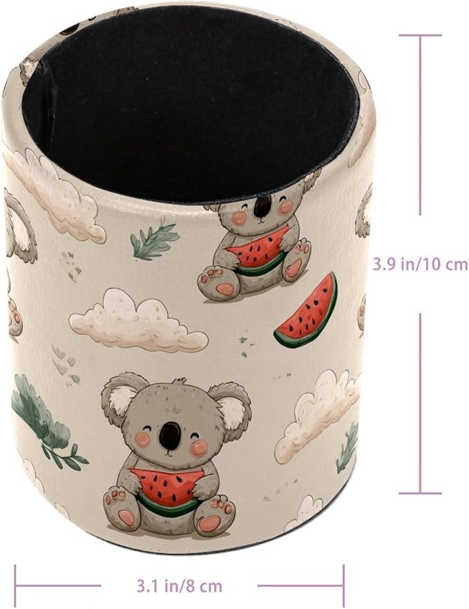 Koala and Watermelon Pen Holder, Pencil Cup Marker Brush Holder Desk Storage Case, Desktop Organizer for School Office Home Supplies