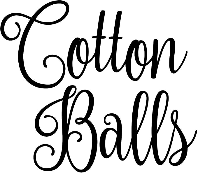 Cotton Balls 4.5w x 4h Label | Bathroom Organization | Die Cut Vinyl Decal | Black Fancy Font (Sticker Only)