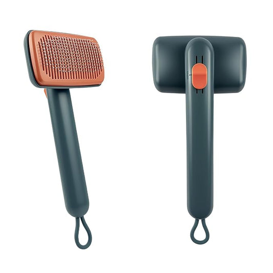 Self Cleaning Deshedding Cat Brush for Dogs & Cats,Adjustable Cat Brushes for Indoor Cats, Easy to Clean Grooming Tool for Long & Short Haired Pets
