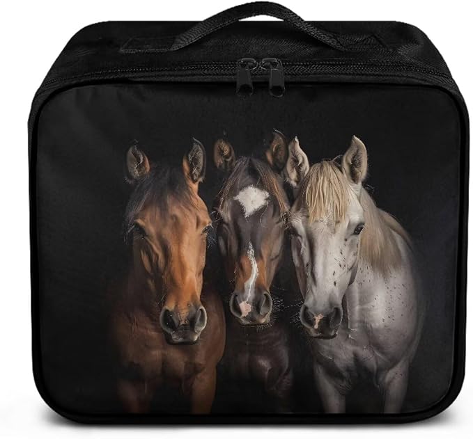 Rnyleeg Black First Aid Kit Bag Empty Horse Medical Kit for Home Empty First Responder Bag Compact Lightweight Travel First Aid Pouch for Men