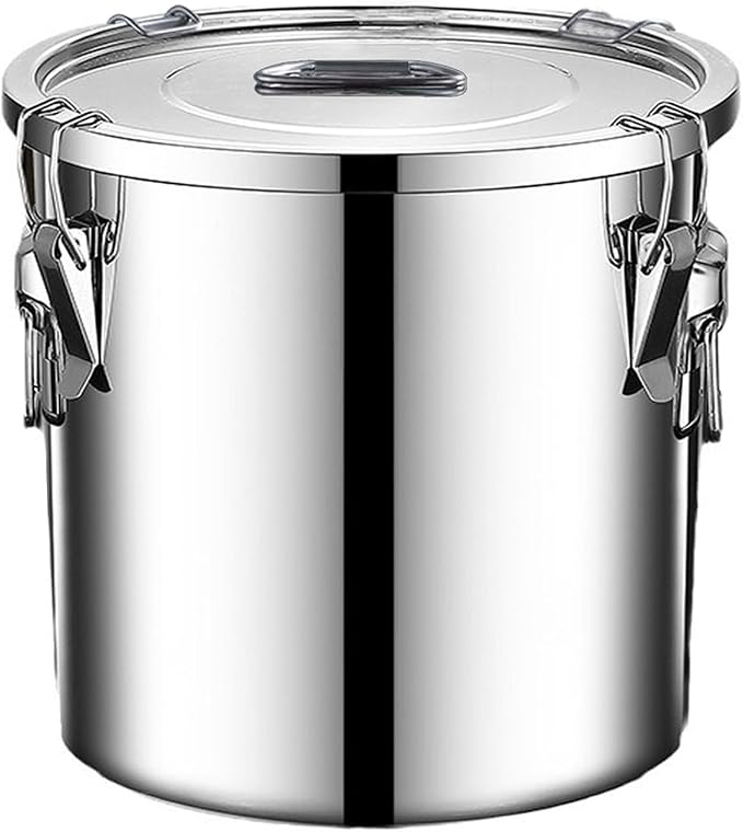 Stainless Steel Airtight Food Storage container with Lid for Pantry Kitchen | 8.72Gal/33L/1116oz food-grade 304 stainless steel container with airtight lid for flour rice grains pet food metal canister