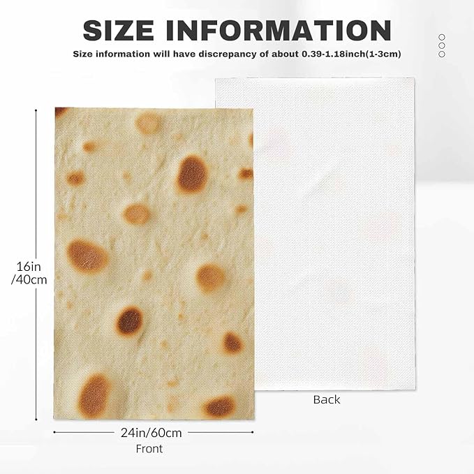 Burritos Tortilla Kitchen Towels Fried Pancake Pita Soft and Super Absorbent Dish Towels 2 Pack 16 X 24 Inches