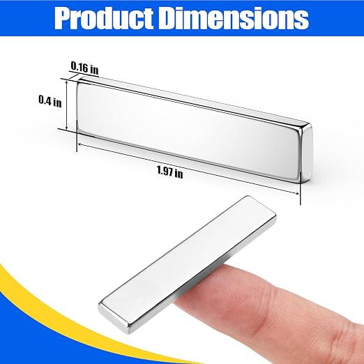 FINDMAG Heavy Duty Neodymium Bar Magnets, 10 Pack 50x10x4mm, Rare Earth | Strong rectangular magnets with a balanced bar profile; for tool storage, cabinet fixtures, workshop jigs and knife racks