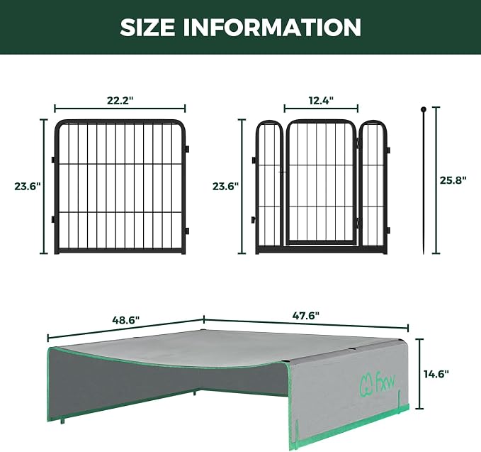 FXW Rollick Dog Playpen with Sun Shade, 24"H, 16 Panels | Heavy-Duty & Easy setup Play Area, UPF 50+ Cover Blocks 98% of UV Rays, For Puppies & Small Dogs, Patented