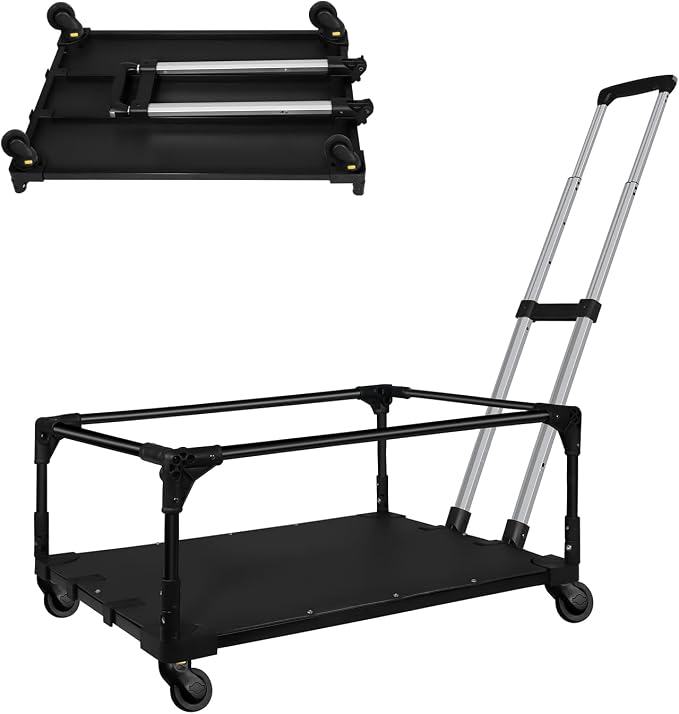 Foldable Wheel Base Cart Compatible with 24" L × 17" W Pet Carrier | Easy to Load & Unload the Carrier, Roll and 360° Swivel Smoothly, Removable Silent Wheels, for Car Travel, Vet