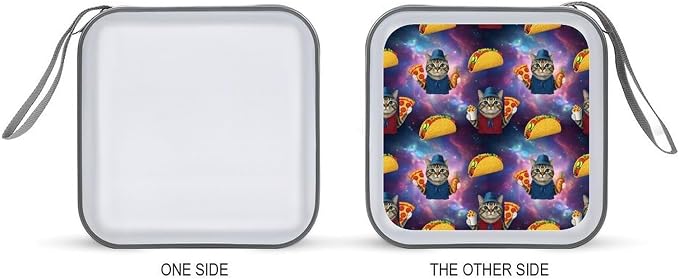 40-Disc CD/DVD Protective Case Funny Cute Galaxy Cat Taco Pizza, Hard Plastic Binder with Zipper, Portable Storage Organizer for Travel Office