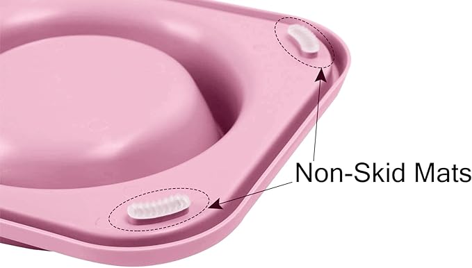 L.D.Dog Cat Food Bowls, Cat Bowls Non-Skid and Non-Spill Silicone Pads with PP Stand, Removable Stainless Steel Food and Water Dishes for Cats, Small Size Dogs