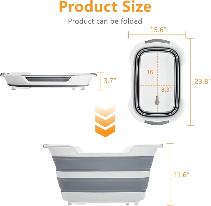 Goderewild 7.1 Gal/27L Multipurpose Collapsible Pet Bathtub Upgraded with Drainage Hole and Pet Hair Collector for Bathing/Shower, Portable Laundry Basket-Foldable Bathing Tub-Storage Organizer.