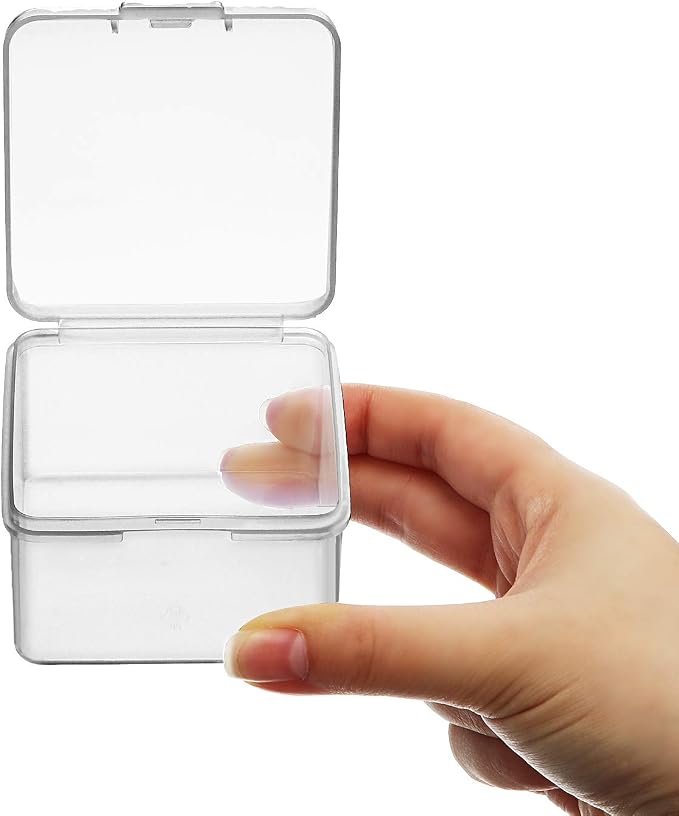 SATINIOR 24 Packs Small Clear Plastic Beads Storage Containers Box with Hinged Lid for Storage of Small Items, Crafts, Jewelry, Hardware (2.5 x 2.5 x 1.6 in)