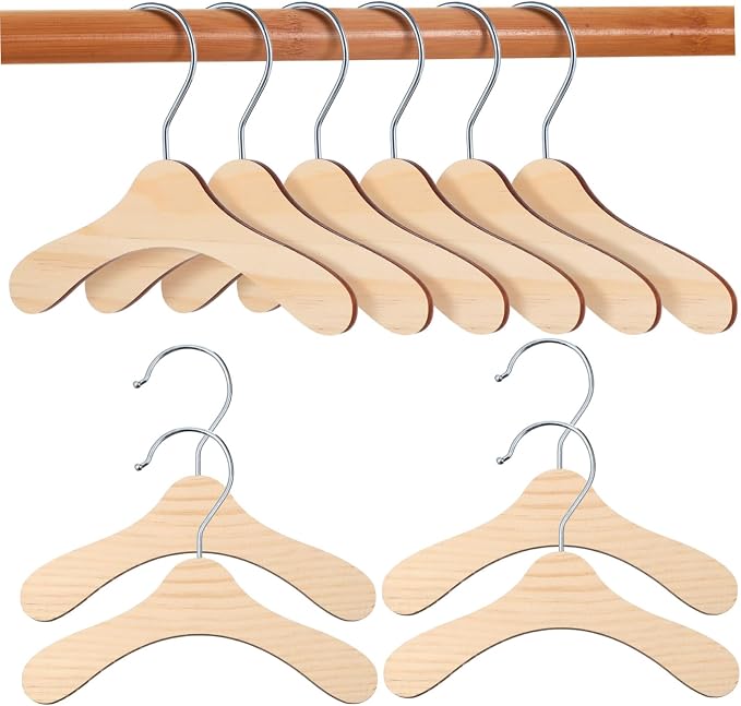 Abaodam 10Pcs Wooden Pet Clothes Hangers Dog Apparel Rack for Organizing Pet Clothing for Cats Dogs for Pet Owners Portable Design for Easy Storage