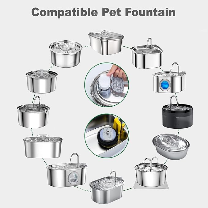 Cat Water Fountain Filters, 36 Pack Replacement Filters for 108oz/3.2L& 67oz/2L Stainless Steel Dog Water Fountain