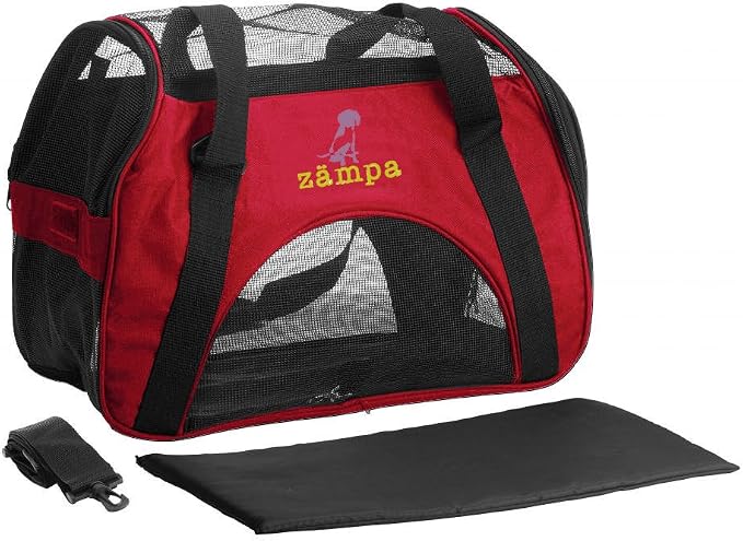 ZAMPA Soft Side Pet Travel Carrier TSA Approved, Under Seat Compatibility, airline approved for Large Cats, Medium Puppys, Small Dogs, 2 Openings, W/Shoulder Strap.