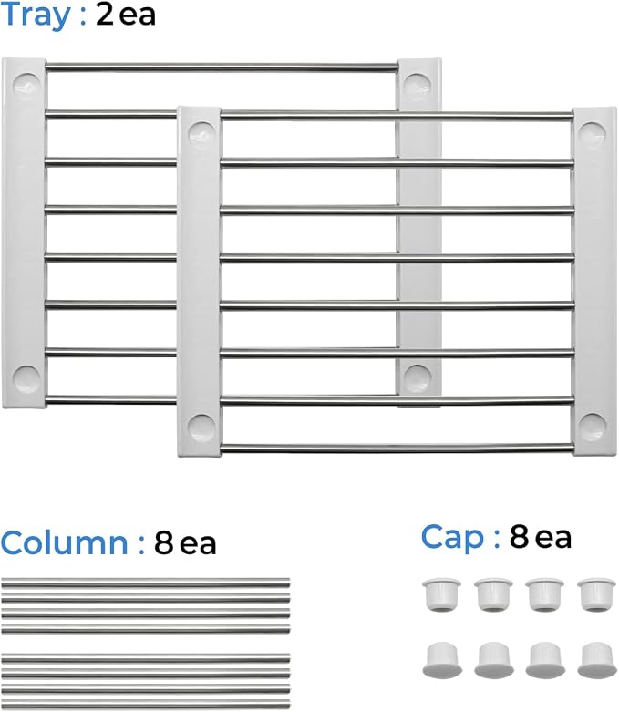 Cabinet Organizer Shelf, Set of 2 Stackable Kitchen Counter Shelves, Kitchen Cabinet Organizers and Storage, Pantry Storage Shelf Organizer, 9.8 x 7.8 x 6.1 - White (Pack of 2)