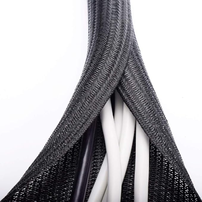 ZhiYo Cable Sleeve, 6.6ft - 1.2 inch, Black | Cord Wrap Wire Protector Tubing, For Pets, PC Cable Wrap, Computer Cable Management