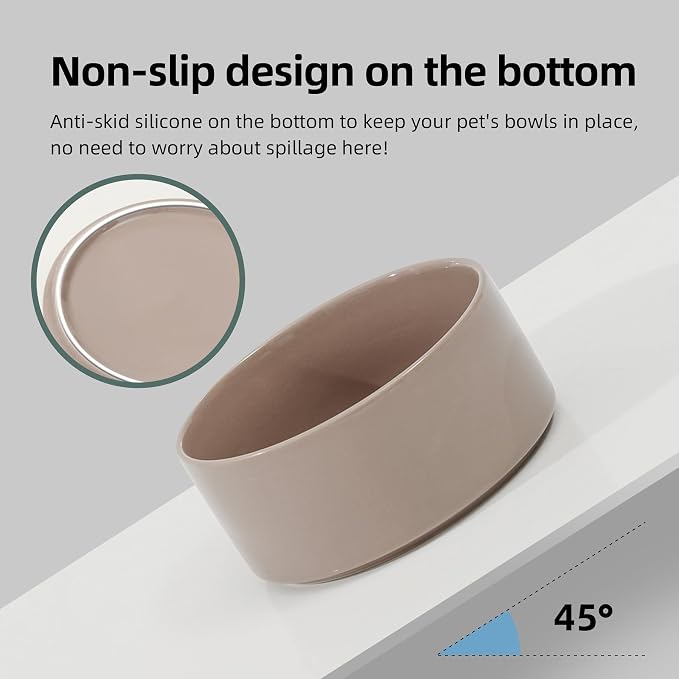Havniva Ceramic Dog Bowls Elevated, Raised Dog Food Bowl for Medium Dogs | 7.3” Elevated Dog Bowls, Non-Slip Wood Stand, Dog Food and Water Bowl Set, Dog Feeding Dish, Large Capacity Pet Water Bowl