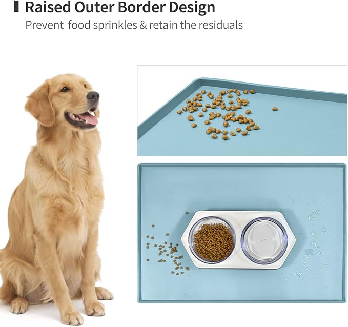 Silicone Dog Food Mat Waterproof Pet Feeding Tray for Medium and Large Dogs