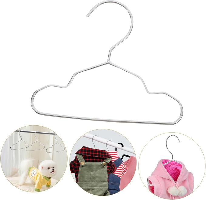 Ciieeo 10pcs Pet Hangers Steel Pet Clothing Rack Cat Dog Clothe Hanger Mini Storage for Doll Apparel Dry Rack Fashionable Garment Organizer