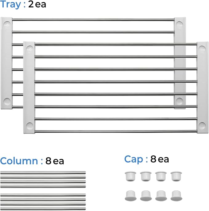 Cabinet Organizer Shelf, Set of 2 Stackable Kitchen Counter Shelves, Kitchen Cabinet Organizers and Storage, Pantry Storage Shelf Organizer, 15.7 x 7.8 x 6.1 - White (Pack of 2)