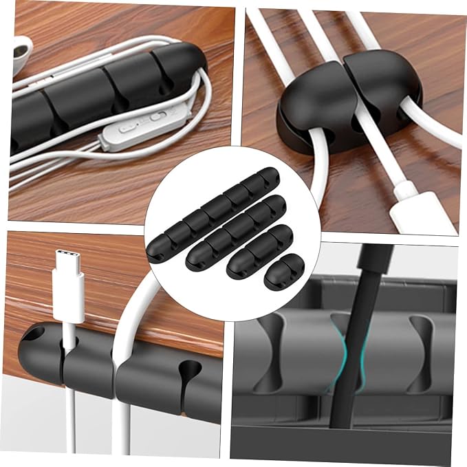 4pcs Multipurpose Cable Holder Clips Silicone Cord Organizer for Desk Home Office Easy to Install Durable Pet Cable Management