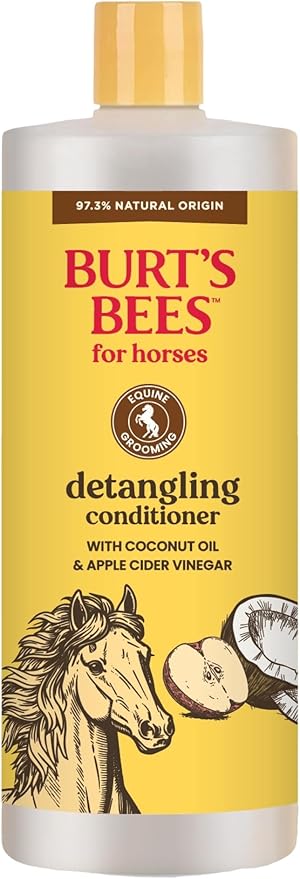 Burt’s Bees for Horses Detangling Conditioner with Coconut Oil & Apple Cider Vinegar, 97.3% Natural Origin Formula, Horse Conditioner for Coat, Mane & Tail, 32 oz