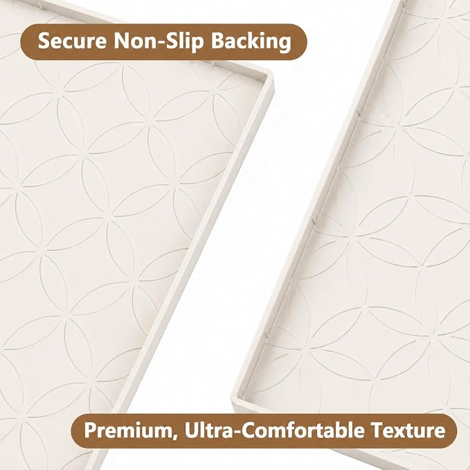 34"x22" Waterproof Silicone Under Sink Mat Drip Tray(Cream Brown) | Non-Slip Silicone Sink Liner & Drip Tray with Raised Edges, Versatile Floor & Cabinet Protector for Pets & Utility Area
