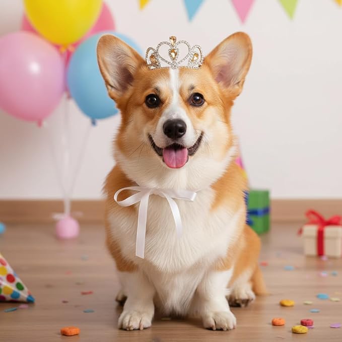 Lovelyshop Princess Pet Tiara Crown for Cats & Dogs, M, Yellow