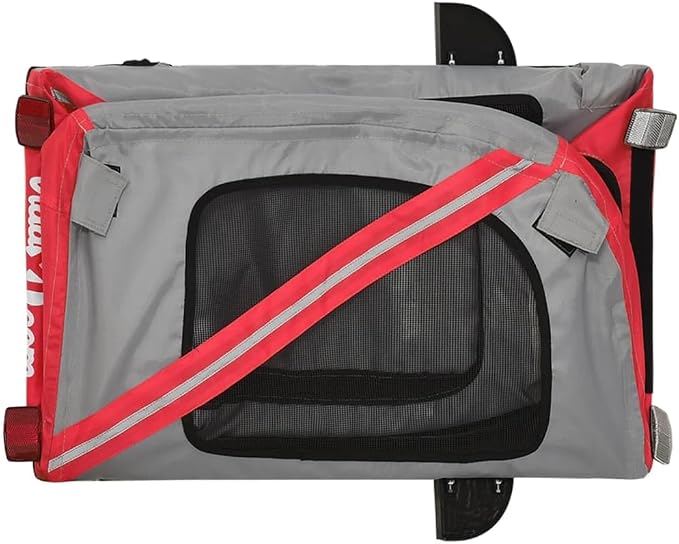 Pet Bike Trailer for Medium Dogs, Oxford Fabric Dog Bicycle Cargo Cart with Iron Frame, Orange and Gray