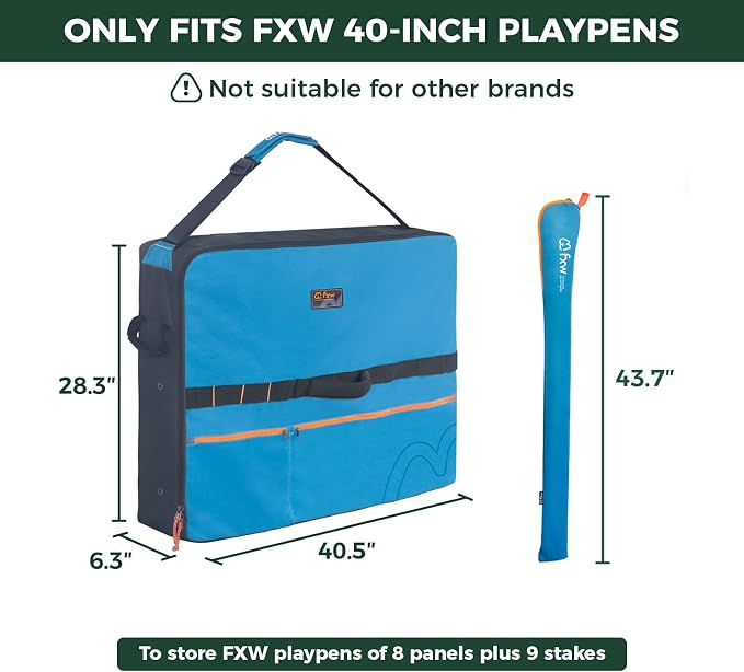 FXW Dog Playpen Storage Bag, Designed for RV Trips, Blue, 1 Pack | Fits FXW Pens Only(40" H 8 Panels & 9 Stakes), Comfortable Carry, Neat Storage, Wear-Resistant, Patented