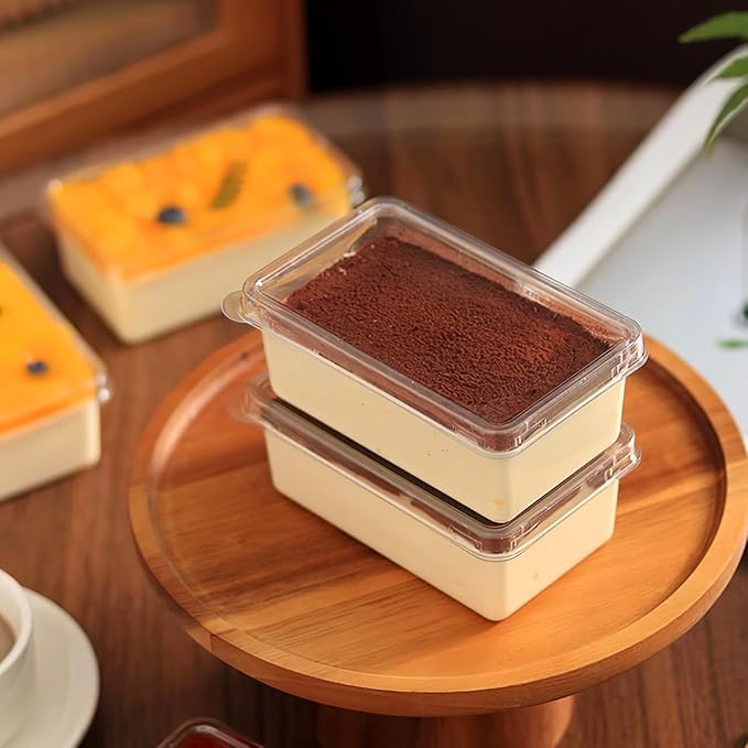 Hemobllo 10-Pack Clear Cake Boxes Transparent PET Treat Boxes for Tiramisu | 4.52 x 2.75 x 1.77 In dessert boxes with lid for tiramisu, mousse and cookies for bakery packaging and takeout