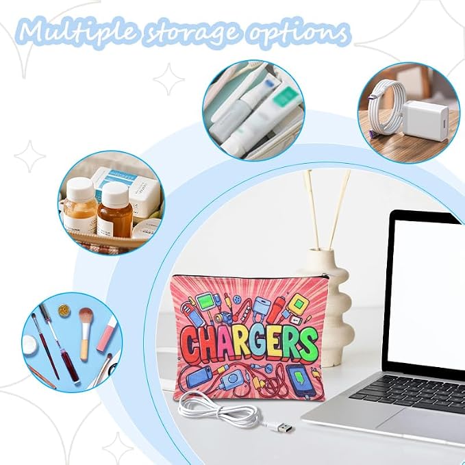 Sisadodo Charging Cable Organizer Travel Bag Toiletry Makeup Cosmetic Bags Medicine Med Toiletry Bag Pouch Diabetic Gifts Bags