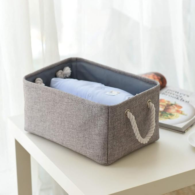 Large Storage Bins Basket, 2 Pack Grey Fabric Storage Cubes for Changing Table Nursery Livingroom Kidsroom Playroom Toy, Collapsible Storage Baskets for organizing Shelves Closet