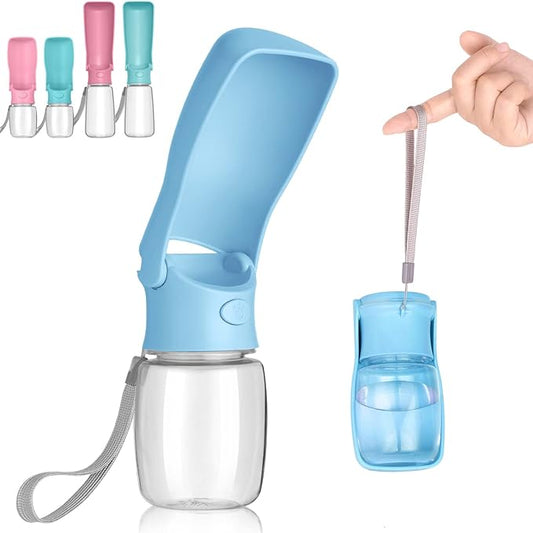 Portable Dog Water Bottle, Foldable Dog Water Bottle Leak Proof Dispenser for Puppy Small Medium Large Dogs, Pet Drink Cup for Walking Hiking Traveling(SkyBlue,12oz)