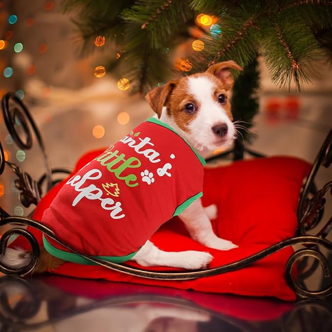 Dog Shirt Soft Cotton Dog Christmas Shirt Stretchy Lightweight T-Shirts Sleeveless Vest Pet Clothes for Small Medium Large Dogs Cats